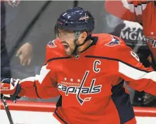  ?? Nick Wass / Associated Press ?? Alex Ovechkin, still at the top of his game at 34, is on the verge of becoming just the eighth NHL player to reach 700 goals.