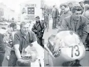  ??  ?? Scrutineer­ing at the 1968 Manx Grand Prix and my two mates, Jock Findlay (left) and Jackie Learmonth, with myself in the glasses behind Jackie. We would have won the team prize if I hadn’t decided to go scrambling at Windy Corner on the last lap!