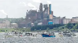  ?? ANDREW VAUGHAN THE CANADIAN PRESS ?? Fishermen have been blocking the Northern Pulp mill's survey boats from scouting for a potential pipe location since this spring.