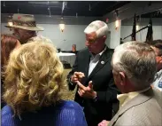  ?? NWA Democrat-Gazette/DAN HOLTMEYER ?? U.S. Rep. Steve Womack, R-Ark., talks Friday with members of the Political Animals Club of Northwest Arkansas after speaking to the group over lunch in Fayettevil­le. He said the Republican Party in Congress hasn’t yet “learned how to govern,” stalling...