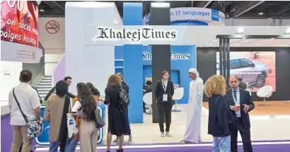  ?? ?? The Khaleej Times stand at the Global Media Congress in Abu Dhabi. — photo by rahul gajjar