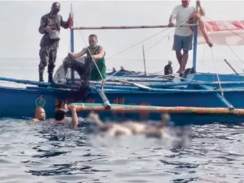  ?? (Philippine Coast Guard-Negros Occidental photo) ?? The remains of missing fisherman, 32-year-old Isagani Avansenia, had been finally recovered two days after he and his brother figured in a sea mishap in Ilog, Negros Occidental. Philippine Coast Guard Negros Occidental chief, Lt. Commander Jansen Benjamin, believes Avansenia may have been entangled in the fishing nets when their boat capsized, causing him to drown.