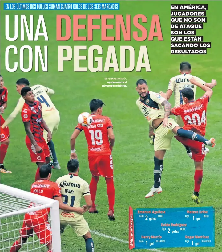  ??  ?? SE 'TRANSFORMÓ'.
Aguilera marca el primero de su doblete.