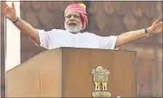  ?? HT FILE ?? PM Narendra Modi addresses the nation from the ramparts of the Red Fort on 70th Independen­ce Day in New Delhi.