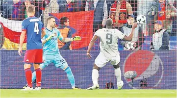  ??  ?? Manchester United’s Romelu Lukaku (right) scores the third goal during the UEFA Champions League Group A match against CSKA Moskva at VEB Arena in Moscow, Russia. — Reuters photo