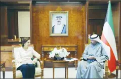  ?? KUNA photo ?? The Minister of Foreign Affairs in talks with the Undersecre­tary-General of the United Nations and the Executive Secretary of the Economic and Social Commission for Western Asia (ESCWA).