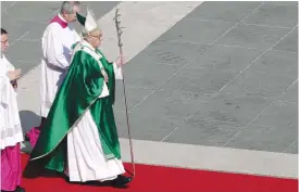  ??  ?? VATICAN: Pope Francis celebrates a jubilee mass in St. Peter’s Square yesterday. —AP