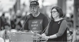  ?? BRENDAN MCDERMID REUTERS ?? Nick Haros from Ocean County, N.J., makes comments referencin­g U.S. Rep. Ilhan Omar during ceremonies commemorat­ing the 18th anniversar­y of the Sept. 11, 2001 attacks at the 9-11 Memorial in lower Manhattan in New York on Wednesday. •