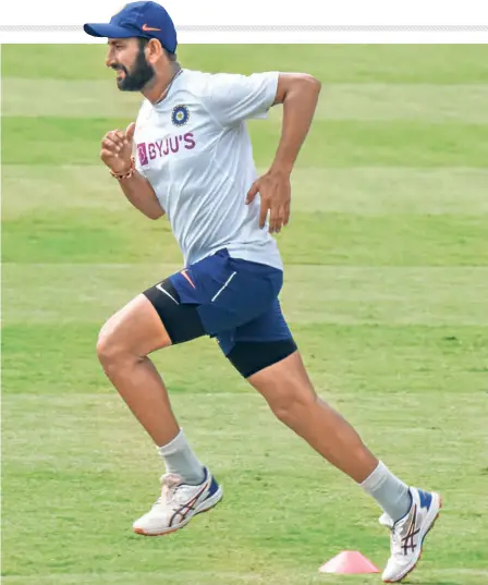  ?? PTI ?? Staying in shape: This is a good time to work on fitness, says Pujara.