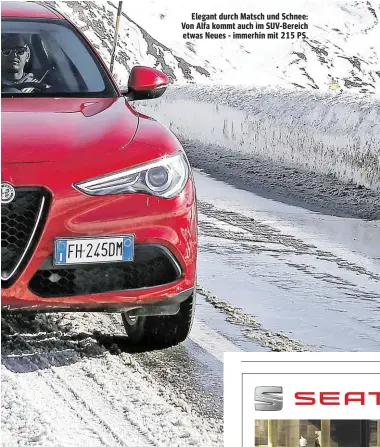  ??  ?? Elegant durch Matsch und Schnee: Von Alfa kommt auch im SUV-Bereich etwas Neues - immerhin mit 215 PS.