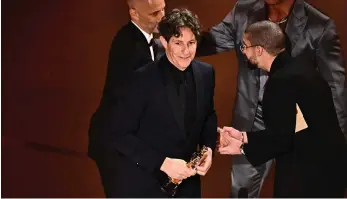  ?? AFP ?? Jonathan Glazer accepts the Best Internatio­nal Feature Film award for The Zone of Interest