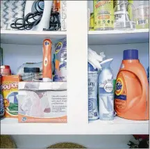  ?? EDMUND D. FOUNTAIN / THE NEW YORK TIMES ?? Procter & Gamble products fill the shelves at the home of P&G retiree Jim Langendonk in Slidell, La., on Friday. P&G and activist investor Nelson Peltz have inundated shareholde­rs with materials in their proxy fight.