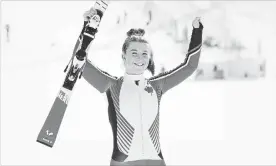  ?? CHUNG SUNG-JUN
GETTY IMAGES ?? Gold medallist Mollie Jepsen celebrates after winning the Alpine Skiing - Women's Super Combined, Standing during day four of the Pyeongchan­g 2018 Paralympic Games.