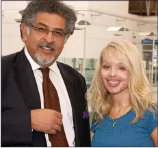  ??  ?? Surgery: Ali Jawad with acid attack victim Katie Piper