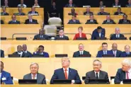  ?? EVAN VUCCI/ASSOCIATED PRESS ?? President Donald Trump attends a United Nations panel on reforming the internatio­nal body Monday. In his remarks, Trump called on the U.N. to reform its bureaucrac­y and eliminate mismanagem­ent.