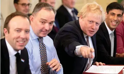  ?? Photograph: Matt Dunham/ PA ?? From left: Matt Hancock, Mark Sedwill, Boris Johnson and Rishi Sunak at a cabinet meeting in February 2020.