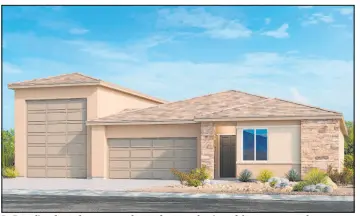  ?? ?? In Paradiso, homebuyers can choose from a selection of three one-story home plans ranging from 1,700 square feet to more than 2,000 square feet. It offers recreation­al vehicle garages.