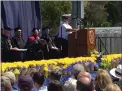  ?? THOMAS GASE — TIMES-HERALD ?? Undergradu­ate Olivia Munoz speaks at the Cal Maritime Academy
Class of 2022 Graduation Ceremony on Saturday morning.