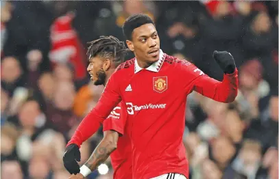  ?? Picture: Getty Images ?? GREAT STRIKE. Manchester United’s Anthony Martial celebrates after scoring during the second leg of their English League Cup semifinal against Nottingham Forest at Old Trafford on Wednesday.