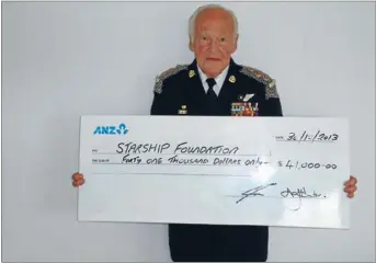  ?? Photo: SUPPLIED ?? Generous: Bob Chessum holds the cheque presented to Starship Foundation by the Countess Mountbatte­n’s Own Legion of Frontiersm­en’s A Squadron and New Zealand Head Quarters.