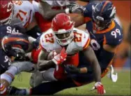  ?? ASSOCIATED PRESS ?? Kareem Hunt, shown against the Broncos on Oct. 1 while he was a member of the Chiefs, signed with the Browns on Feb. 11.