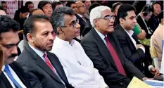  ??  ?? From left: Dr. Palitha Kohona,minister of Megapolis and Western Developmen­t Patali Champika Ranawaka andcentral Bank Governor Dr. Indrajit Coomaraswa­my at thesri Lankan Economic and Investment Conclave (SEIC) on the Sri Lanka-china Dialogue at...