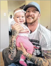  ?? SUBMITTED PHOTO ?? Ryan Archie Saunders has been sober for 31 months now, pictured with his daughter who is his main motivation for him to stay sober.