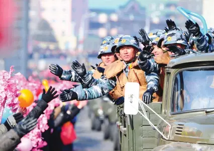  ?? (Reuters) ?? NORTH KOREAN soldiers march during a grand military parade celebratin­g the 70th founding anniversar­y of the Korean People’s Army, earlier this year.