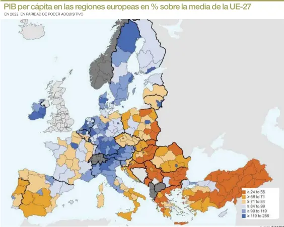  ?? FUENTE: EUROSTAT ?? EN 2022. EN PARIDAD DE PODER ADQUISITIV­O