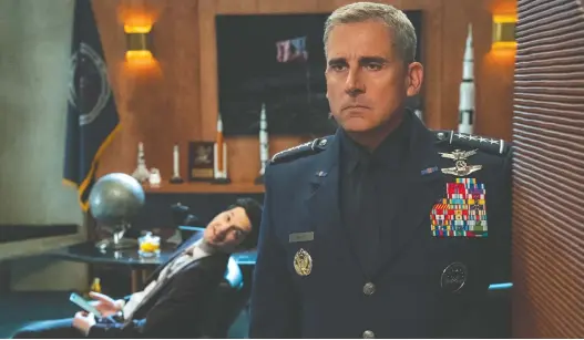  ?? NETFLIX ?? Steve Carell brings Office-like antics to the United States military in Netflix’s new comedy series Space Force. The actor is also one of the brains behind the show.