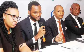  ??  ?? L-R: Executive Head, Marketing Old Mutual Nigeria, Alero Ladipo; Chief Operating Officer, Newhomes.ng, Idris Etti; Director Afreal Limited, Brian Hammond and Chairman, Afreal Limited, Prof. Chris Ogbechiei, during a press briefing to announce the partnershi­p between Old Mutual Nigeria and Newhomes.ng in Lagos...recently