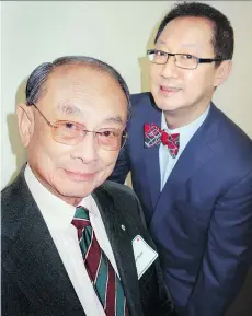  ??  ?? Dr. Chan Gunn attended the opening of the UBC Point Grey campus sports medicine pavilion in his name with UBC president Santa Ono present. Gunn donated $5 million to the clinic.