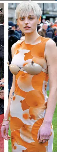  ?? ?? BLOW-UP: Her quirky Loewe balloon dress and bra, at the Laurence Olivier Awards in April