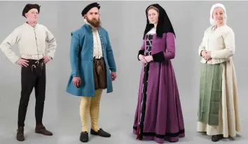  ?? ?? The Tudor Tailor team recreates the everyday fashions worn by men and women in 16th-century England