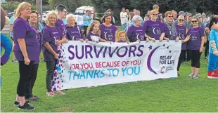  ??  ?? Left: Cancer survivors stand proud. Right: Nicola Heath, Cameron Hill, Cerys Mckinnon and Shona Mckinnon-whitelaw.