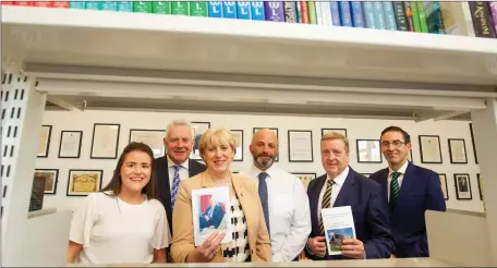  ??  ?? Business & Enterprise teacher Michelle McEneaney, St. Joseph’s Secondary School, Drogheda, Fergus O’Dowd TD, Minister for Business, Enterprise and Innovation, Heather Humphreys TD, Principal of St. Joseph’s Secondary School, Drogheda, Paul Savage,...