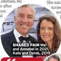  ?? ?? SHARED PAIN Mel and Annabel in 2021, Kate and Derek, 2019