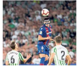  ??  ?? Early strike: Levante’s Chema Rodriguez (centre) scored the opening goal against Real Sociedad in the La Liga game on Friday. — AFP