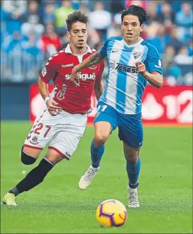  ?? FOTO: LOF ?? El Málaga fue muy superior al Nàstic. Koné y Adrián firmaron los goles locales