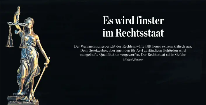  ??  ?? Justitia hat es in Österreich nicht leicht. Gesetze würden zu schnell durchgepei­tscht und Bürgern werde der Zugang zu ihrem Recht erschwert, kritisiere­n Rechtsanwä­lte.