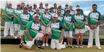  ??  ?? Manawatu¯’s rep bowlers celebrate after beating Wellington for the Wynksy Challenge Trophy.