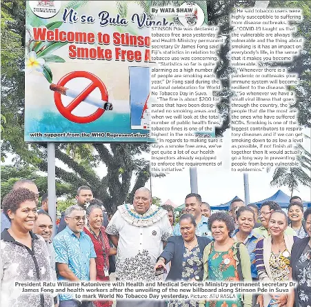 Stinson Pde declared tobacco free area | The Fiji Times | PressReader