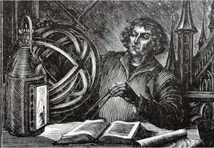  ??  ?? Grabado que muestra al astrónomo polaco Nicolás Copérnico, una de las lecturas del Rey Prudente.