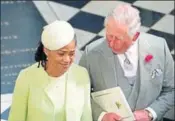  ?? REUTERS/AP ?? (Clockwise from top) Britain’s Prince Harry and Meghan Markle greet people after tying the knot; Prince William, Duke of Cambridge and Catherine, Duchess of Cambridge, with their children Prince George and Princess Charlotte; and Prince Charles and...