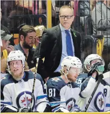  ?? ASSOCIATED PRESS FILE PHOTO ?? Winnipeg Jets head coach Paul Maurice watches the third period in Game 1 of the series against Nashville. Game 7 goes Thursday night.