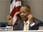 ?? RICH PEDRONCELL­I — THE ASSOCIATED PRESS FILE ?? Assemblyma­n Reginald Jones-Sawyer, D-Los Angeles, chairman of the Assembly Public Safety Committee, speaks during a hearing in Sacramento on April 9, 2019. Jones-Sawyer and Sen. Steve Bradford will lead the California Legislatur­e’s public safety committees.