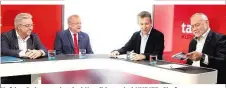  ??  ?? Heftige Debatten der drei Kandidaten bei KURIER-Chefreport­er Dominik Schreiber (2. v. re.): Was blieb von der Ära Herbert Kickl?