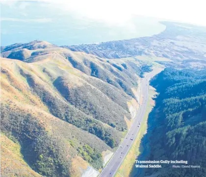  ?? Photo / David Haxton ?? Transmissi­on Gully including Wainui Saddle.