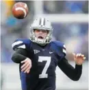  ?? AP PHOTO ?? Kansas State quarterbac­k Collin Klein isn’t throwing more this season. The dualthreat quarterbac­k is just throwing it better this season.