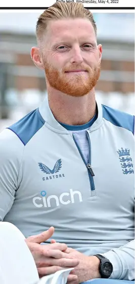  ?? ?? Man on a mission: new Test captain Ben Stokes basks in his new role at the Riverside Ground in Chester-le-Street yesterday afternoon